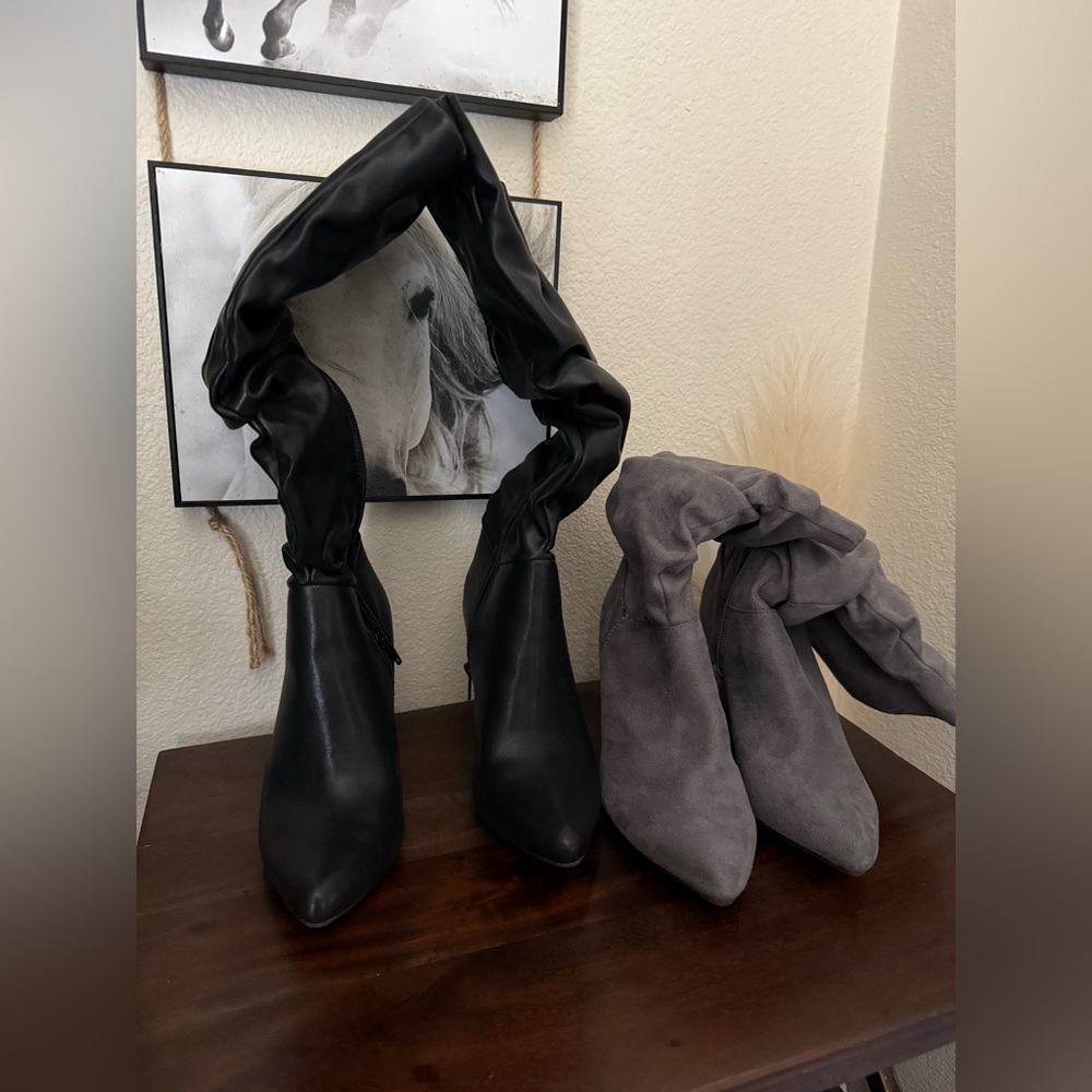 Elegant Black and Gray Women's Boots